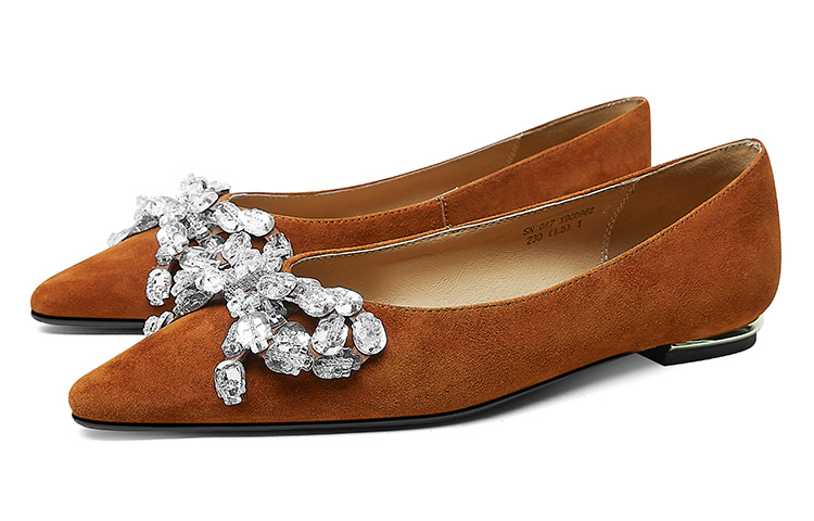 (W) Luiza Barcelos Casual Flat 'Apricot Suede with Crystal Butterfly Knot' 圖 11