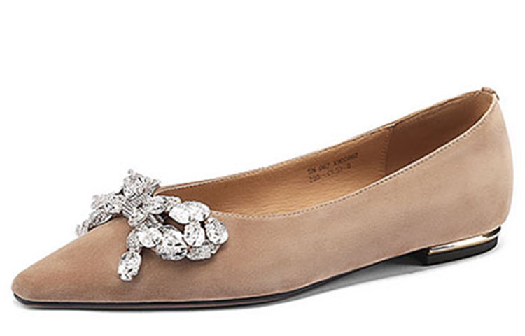(W) Luiza Barcelos Casual Flat 'Apricot Suede with Crystal Butterfly Knot' 圖 3