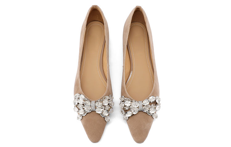 (W) Luiza Barcelos Casual Flat 'Apricot Suede with Crystal Butterfly Knot' 圖 4