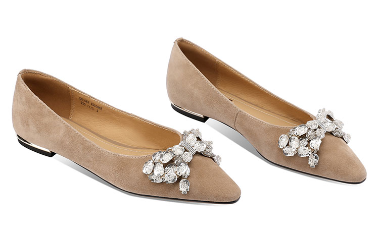 (W) Luiza Barcelos Casual Flat 'Apricot Suede with Crystal Butterfly Knot' 圖 5