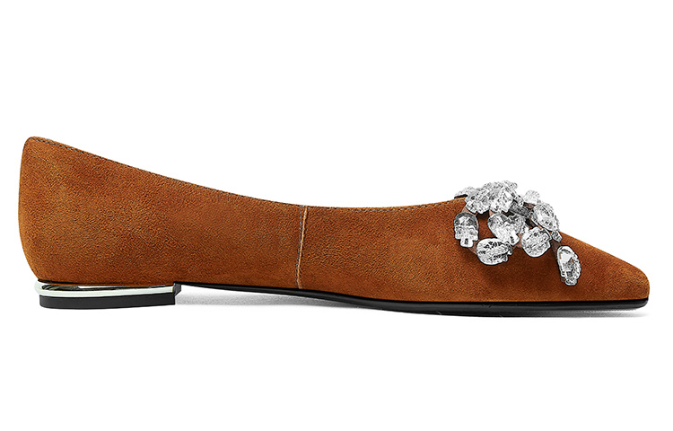 (W) Luiza Barcelos Casual Flat 'Apricot Suede with Crystal Butterfly Knot' 圖 8