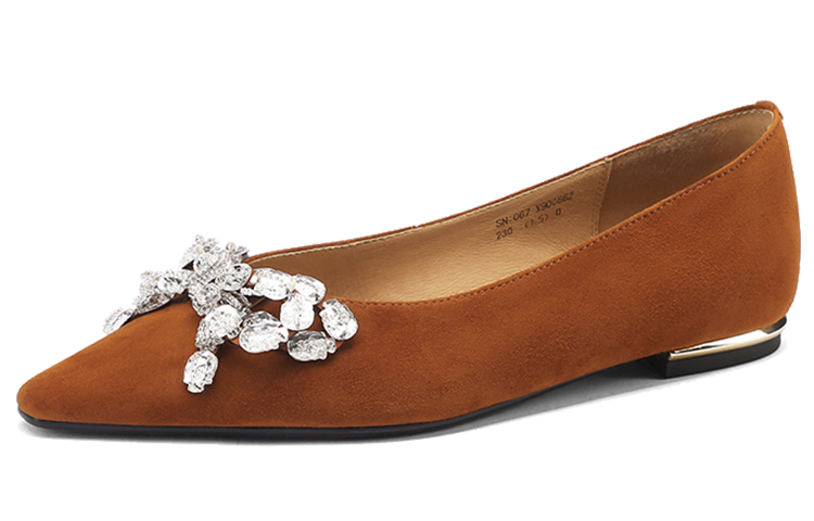 (W) Luiza Barcelos Casual Flat 'Apricot Suede with Crystal Butterfly Knot' 圖 9