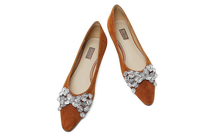 (W) Luiza Barcelos Casual Flat 'Apricot Suede with Crystal Butterfly Knot' 圖 10