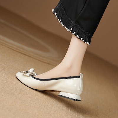 (W) Luiza Barcelos Kasut Flat Kasual 'Beige Bow' X901977 Order (W) Luiza Barcelos Kasut Flat Kasual 'Beige Bow' X901977