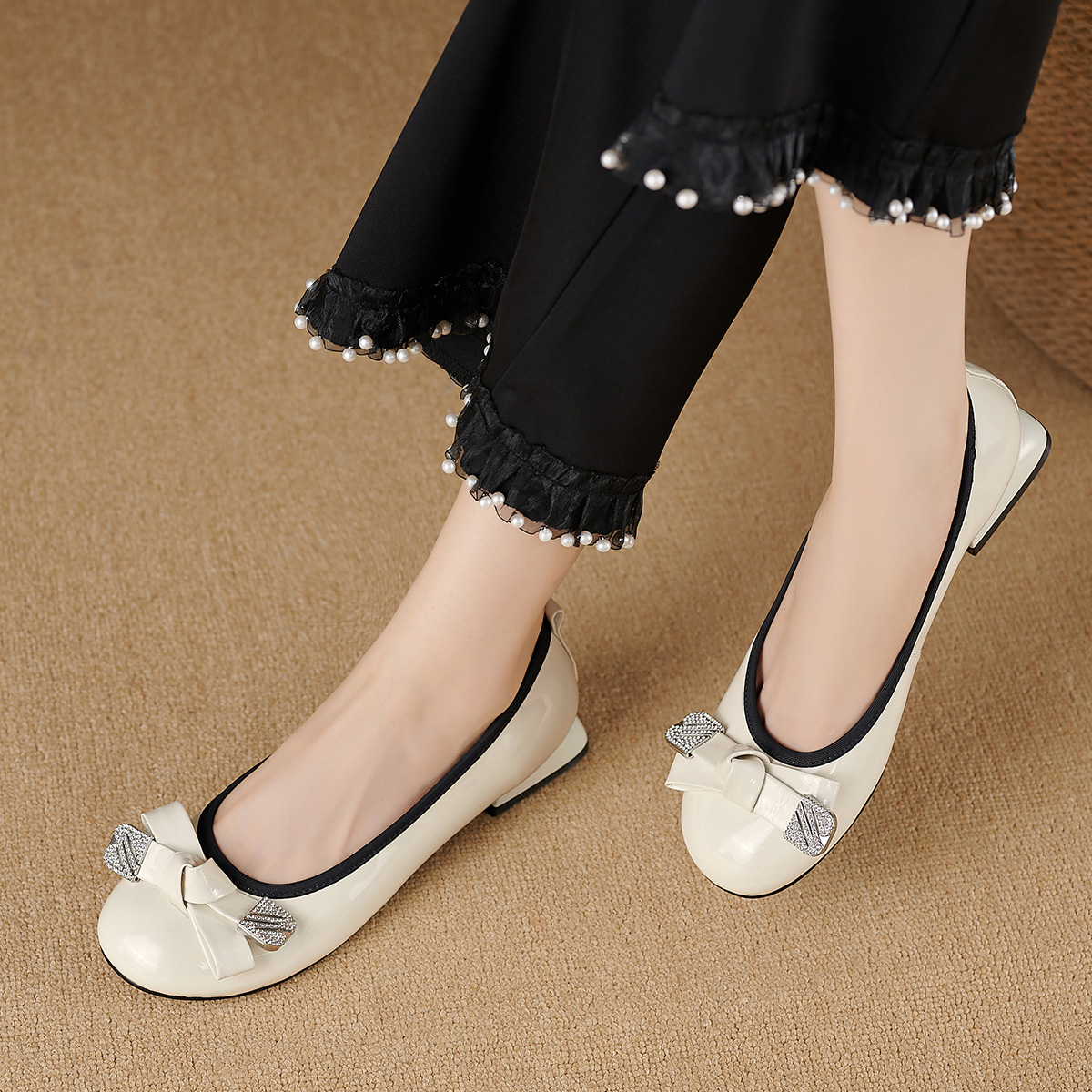 Shop (Women) Luiza Barcelos Casual Flat 'Beige Bow' X901977
