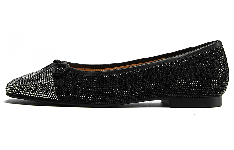 Buy (W) ルイーザ・バルセロスカジュアルフラット「ブラックラインストーンボウ」 X901937