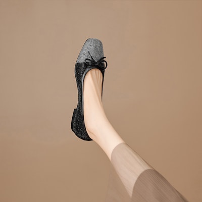 (W) Luiza Barcelos Kasut Flat Kasual 'Black Rhinestone Bow' X901937 Order (W) Luiza Barcelos Kasut Flat Kasual 'Black Rhinestone Bow' X901937