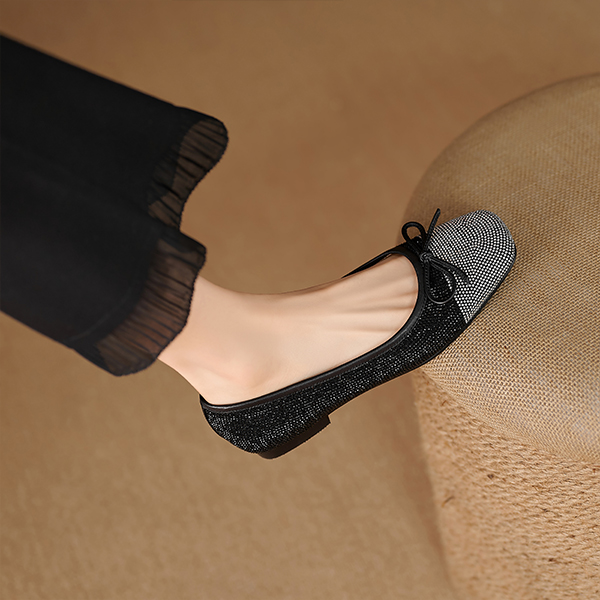 Purchase (W) ルイーザ・バルセロスカジュアルフラット「ブラックラインストーンボウ」 X901937