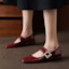 Shop (W) Luiza Barcelos Flat Kasual 'Kulit Paten Kristal Burgundy' X901957