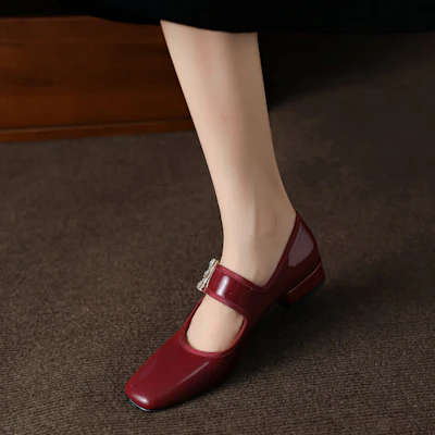 (Women) Luiza Barcelos Casual Flat 'Burgundy Crystal Patent Leather' X901957 Purchase (Women) Luiza Barcelos Casual Flat 'Burgundy Crystal Patent Leather' X901957