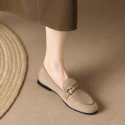 (Women) Luiza Barcelos Casual Flat 'Metal Buckle Brown Suede' X901935 Shop (Women) Luiza Barcelos Casual Flat 'Metal Buckle Brown Suede' X901935