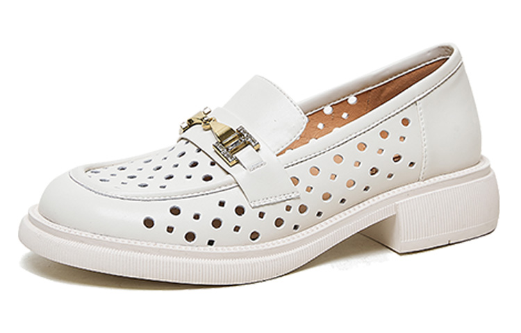 (W) Luiza Barcelos Casual Loafer 'Beige Breathable Cut-Out with Horsebit'