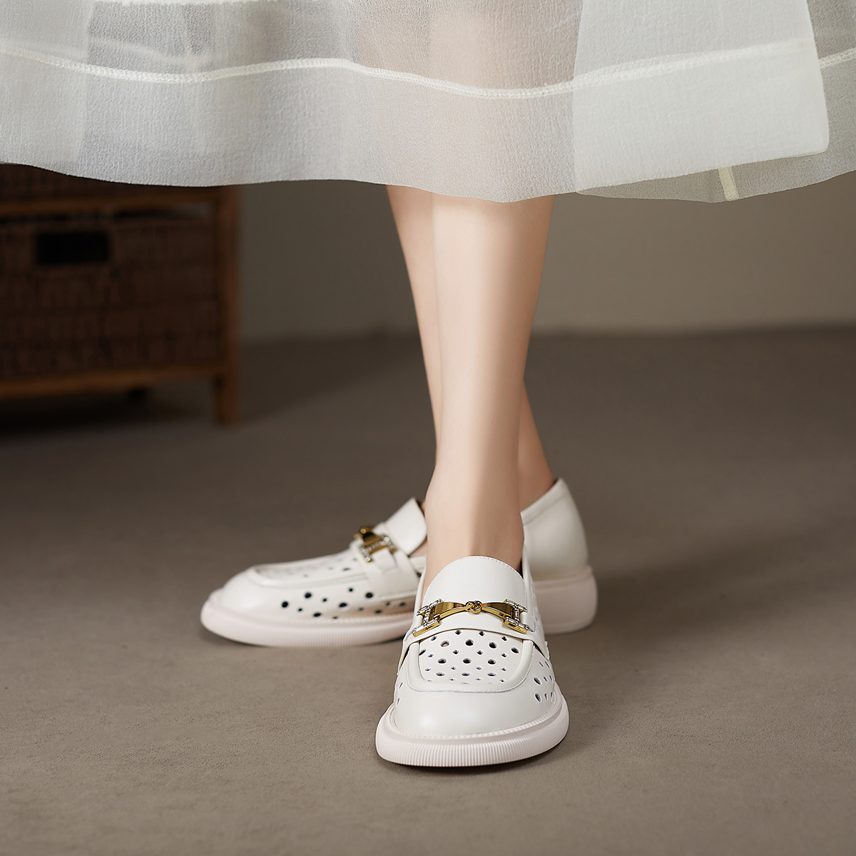 (W) Luiza Barcelos Casual Loafer 'Beige Breathable Cut-Out with Horsebit' 圖 5