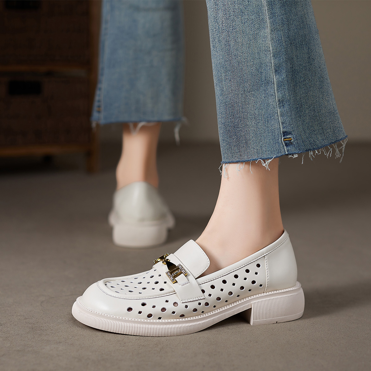 (W) Luiza Barcelos Casual Loafer 'Beige Breathable Cut-Out with Horsebit' 圖 6