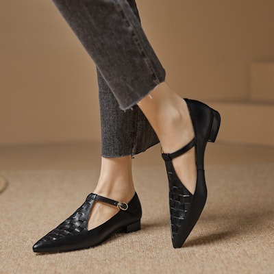 (W) Luiza Barcelos 黑色编织休闲乐福鞋 X901318 Shop (W) Luiza Barcelos 黑色编织休闲乐福鞋 X901318