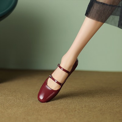 (W) Luiza Barcelos Loafer Kasual 'Burgundy Patent Double Buckle' X901915 Shop (W) Luiza Barcelos Loafer Kasual 'Burgundy Patent Double Buckle' X901915