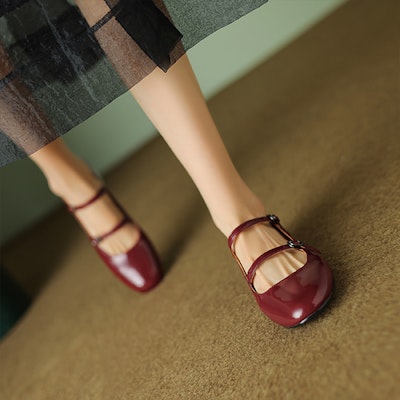 (W) Luiza Barcelos Loafer Kasual 'Burgundy Patent Double Buckle' X901915 Purchase (W) Luiza Barcelos Loafer Kasual 'Burgundy Patent Double Buckle' X901915