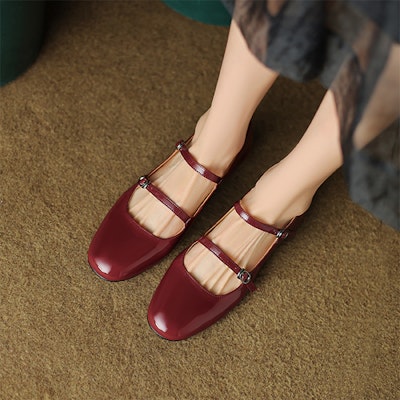 (W) Luiza Barcelos Loafer Kasual 'Burgundy Patent Double Buckle' X901915 Sizing (W) Luiza Barcelos Loafer Kasual 'Burgundy Patent Double Buckle' X901915