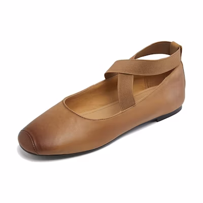 (W) Luiza Barcelos Casual Shoe 'Caramel Cross-Strap'