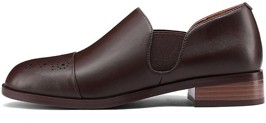 (W) Luiza Barcelos Sepatu Kasual 'Brown Delicate Carving Chunky Heel' X901150 Buy (W) Luiza Barcelos Sepatu Kasual 'Brown Delicate Carving Chunky Heel' X901150