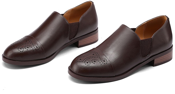 (W) Luiza Barcelos Sepatu Kasual 'Brown Delicate Carving Chunky Heel' X901150 Shop (W) Luiza Barcelos Sepatu Kasual 'Brown Delicate Carving Chunky Heel' X901150