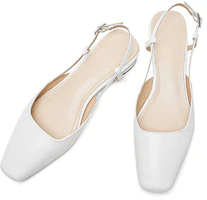 Shop (W) Luiza Barcelos Kasual Sepatu Hak Persegi 'Kulit Hitam Sederhana' X901070
