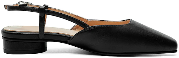 Cheap (W) Luiza Barcelos Kasual Sepatu Hak Persegi 'Kulit Hitam Sederhana' X901070