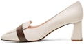 Buy Luiza Barcelos 牛皮方頭拼色粗跟高跟鞋 5.5cm 女款 米白色