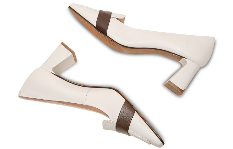 Shop (W) ルイザ・バルセロス カラーブロック スクエアトゥ 5.5cm ヒール 'ベージュ' X901065 X901065