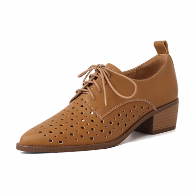 (W) Luiza Barcelos Cut-Out Fashion Chunky Heel 'Caramel'