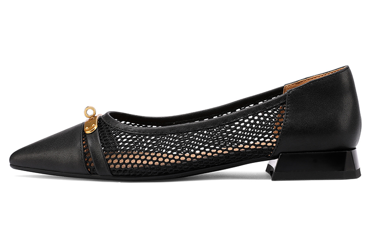 (Women) Luiza Barcelos Cut-Out Leather Pumps 'Metallic Pointed Toe Black' X901172