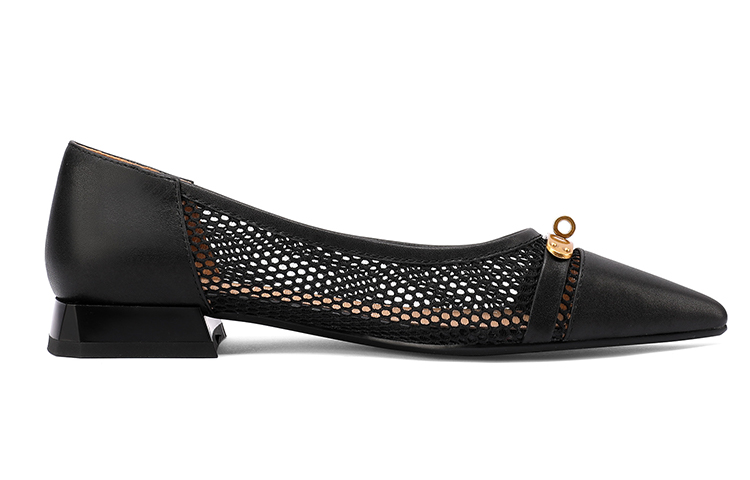 (W) Luiza Barcelos Cut-Out Leather Pumps 'Metallic Pointed Toe Black' 圖 2