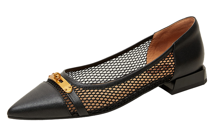 (W) Luiza Barcelos Cut-Out Leather Pumps 'Metallic Pointed Toe Black' 圖 3