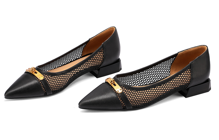 (W) Luiza Barcelos Cut-Out Leather Pumps 'Metallic Pointed Toe Black' 圖 5