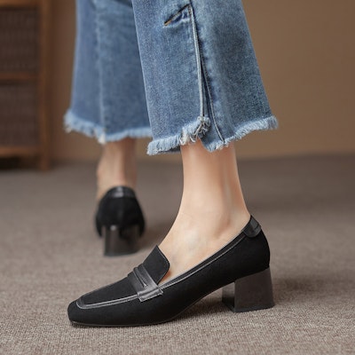 (W) Luiza Barcelos Zapatos de Tacón Grueso 4.5cm 'Ante Negro' X901126 Purchase (W) Luiza Barcelos Zapatos de Tacón Grueso 4.5cm 'Ante Negro' X901126
