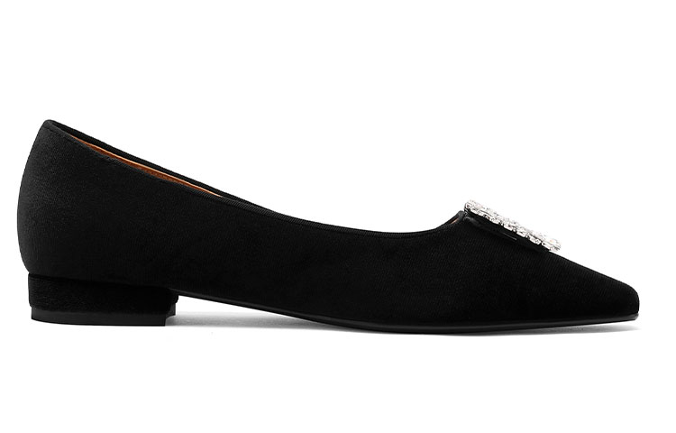 (W) Luiza Barcelos Fabric Chunky Heel Square Toe Loafer 'Black Rhinestone' 圖 2