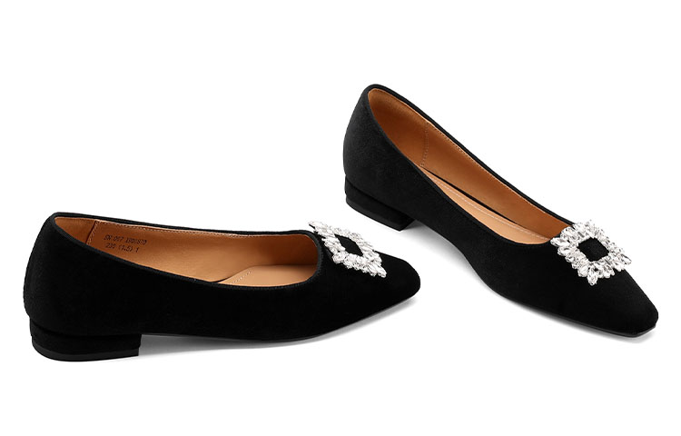 (W) Luiza Barcelos Fabric Chunky Heel Square Toe Loafer 'Black Rhinestone' 圖 4