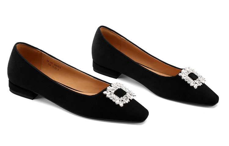 (W) Luiza Barcelos Fabric Chunky Heel Square Toe Loafer 'Black Rhinestone' 圖 5