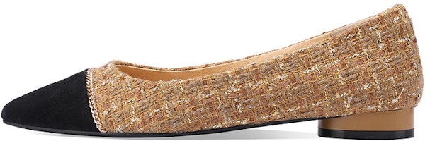(Women) Luiza Barcelos Fabric Pointed Toe Splicing Casual Flats 'Camel Black' X901850 (Women) Luiza Barcelos Fabric Pointed Toe Splicing Casual Flats 'Camel Black' X901850
