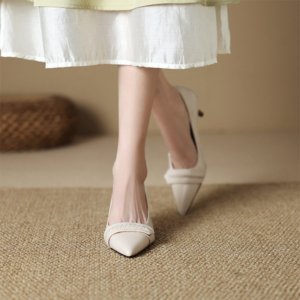 Order (W) Luiza Barcelos Fesyen Tumit Runcing Tali Tunggal Stiletto 'Beige' XWP1SK0397