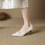 Shop (W) Luiza Barcelos Fesyen Tumit Runcing Tali Tunggal Stiletto 'Beige' XWP1SK0397