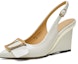 Buy (Women) Luiza Barcelos Fashion Square Buckle Wedge High Heels 'Beige' X901650