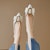 (Women) Luiza Barcelos Fashion Square Buckle Wedge High Heels 'Beige' X901650