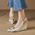 (Women) Luiza Barcelos Fashion Square Buckle Wedge High Heels 'Beige' X901650