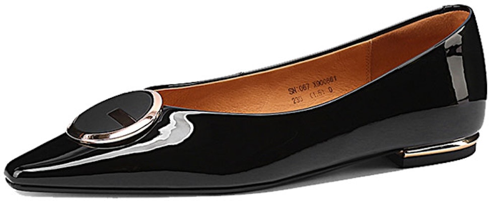 (Women) Luiza Barcelos Flat 'Black Patent Simple Metal Buckle Pointed' X900861 Lookbook (Women) Luiza Barcelos Flat 'Black Patent Simple Metal Buckle Pointed' X900861