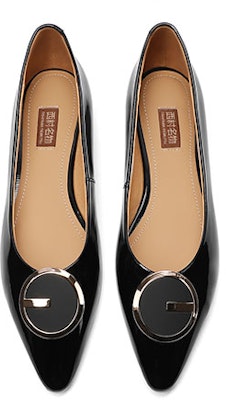 (Women) Luiza Barcelos Flat 'Black Patent Simple Metal Buckle Pointed' X900861 Shop (Women) Luiza Barcelos Flat 'Black Patent Simple Metal Buckle Pointed' X900861