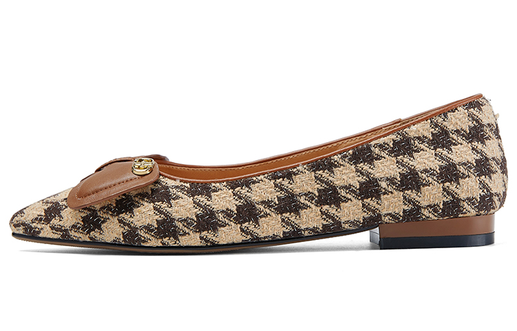 (Women) Luiza Barcelos Flat 'Brown Houndstooth Bow' X901869