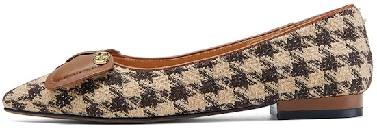 (Women) Luiza Barcelos Flat 'Brown Houndstooth Bow' X901869 (Women) Luiza Barcelos Flat 'Brown Houndstooth Bow' X901869