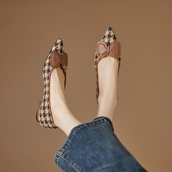 Order (Women) Luiza Barcelos Flat 'Brown Houndstooth Bow' X901869