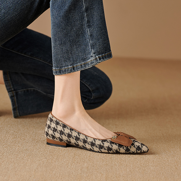 Purchase (Women) Luiza Barcelos Flat 'Brown Houndstooth Bow' X901869